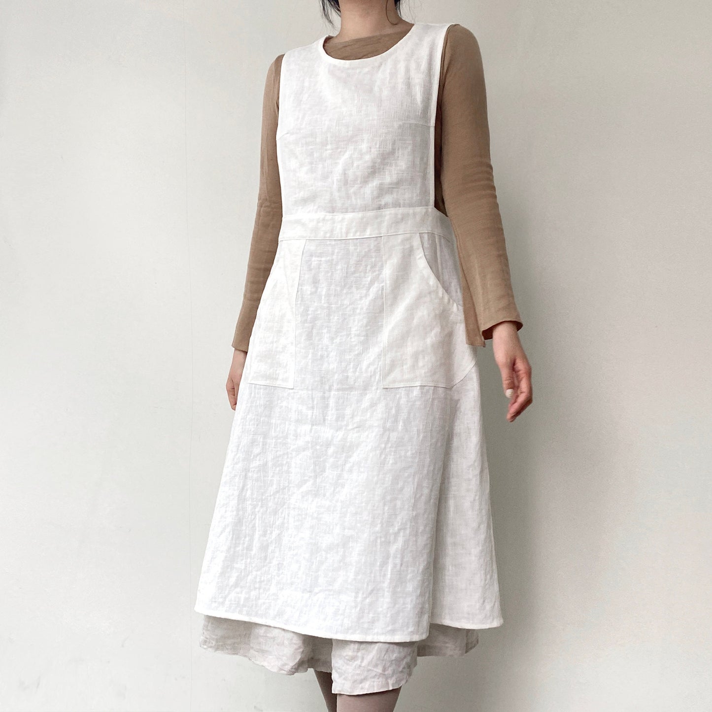 Hestia Linen Apron - cream white