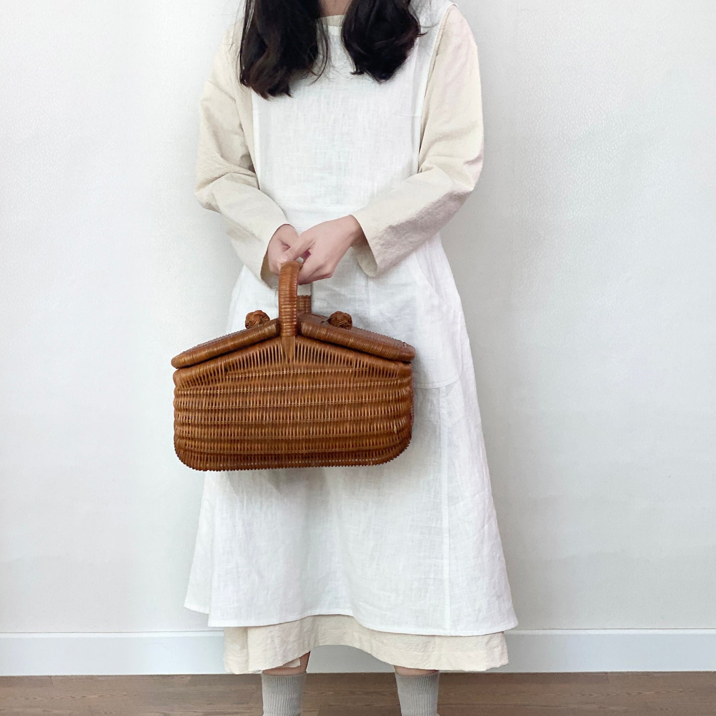 Hestia Linen Apron - cream white