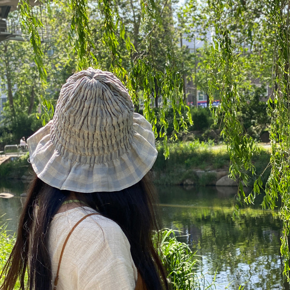 Glory shirring hat _ Linen