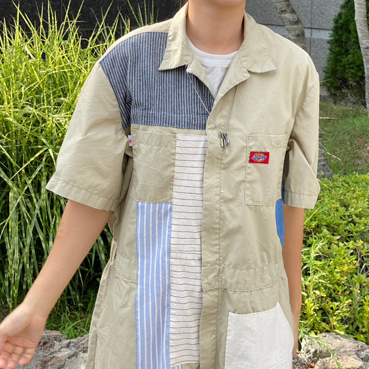 [REMAKE] Vintage Dickies Short-Sleeved Jumpsuits_Beige