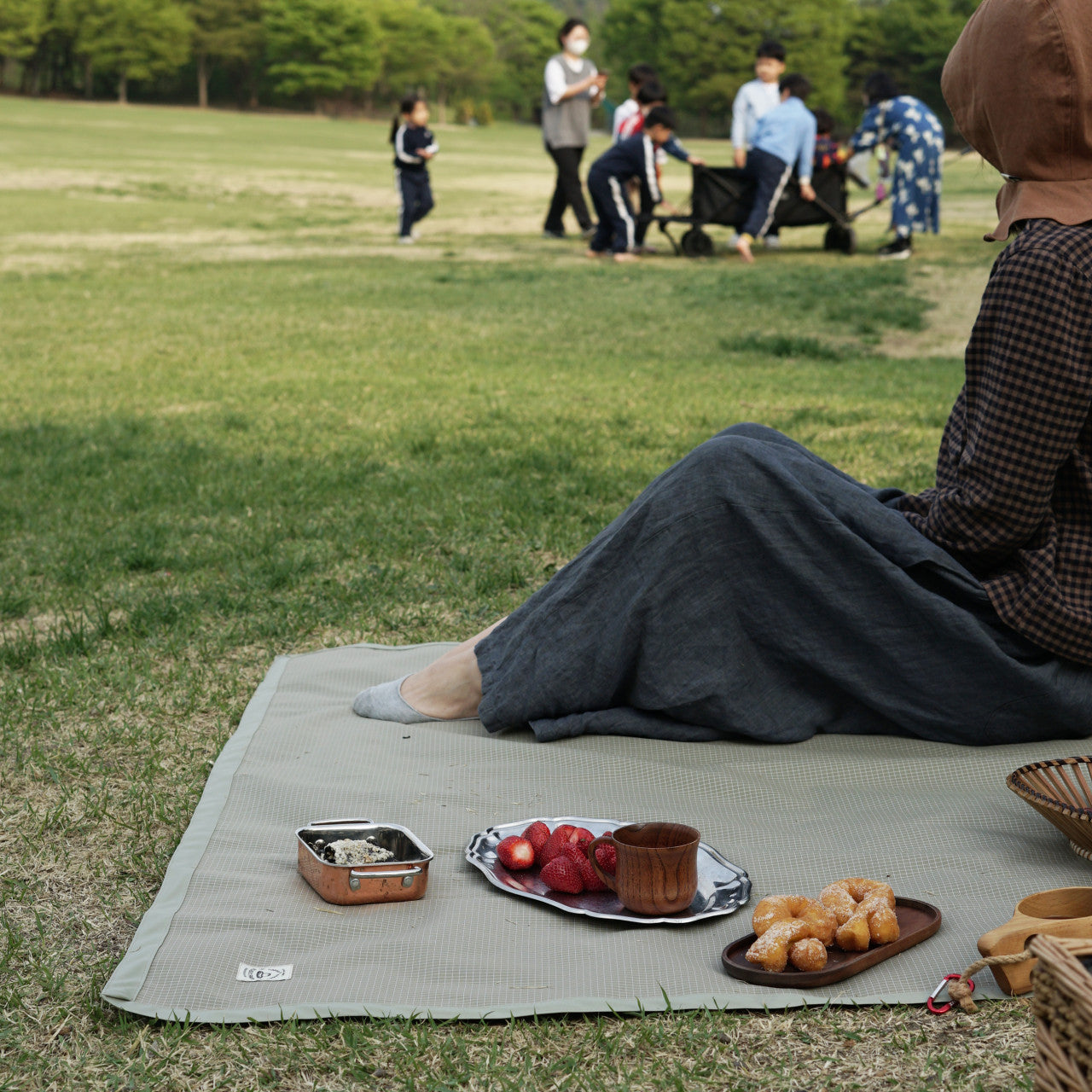 Stone Checker Picnic Mat (for 2–3 people)