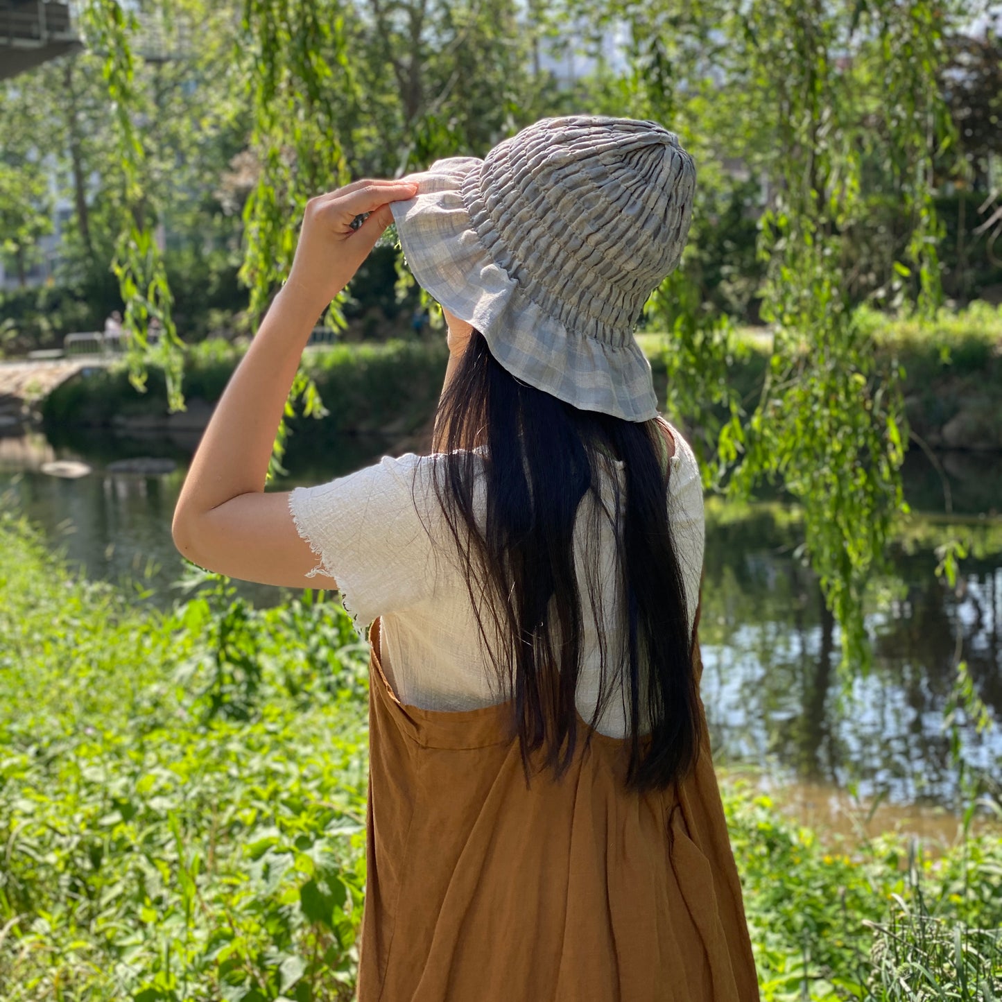 Glory shirring hat _ Linen