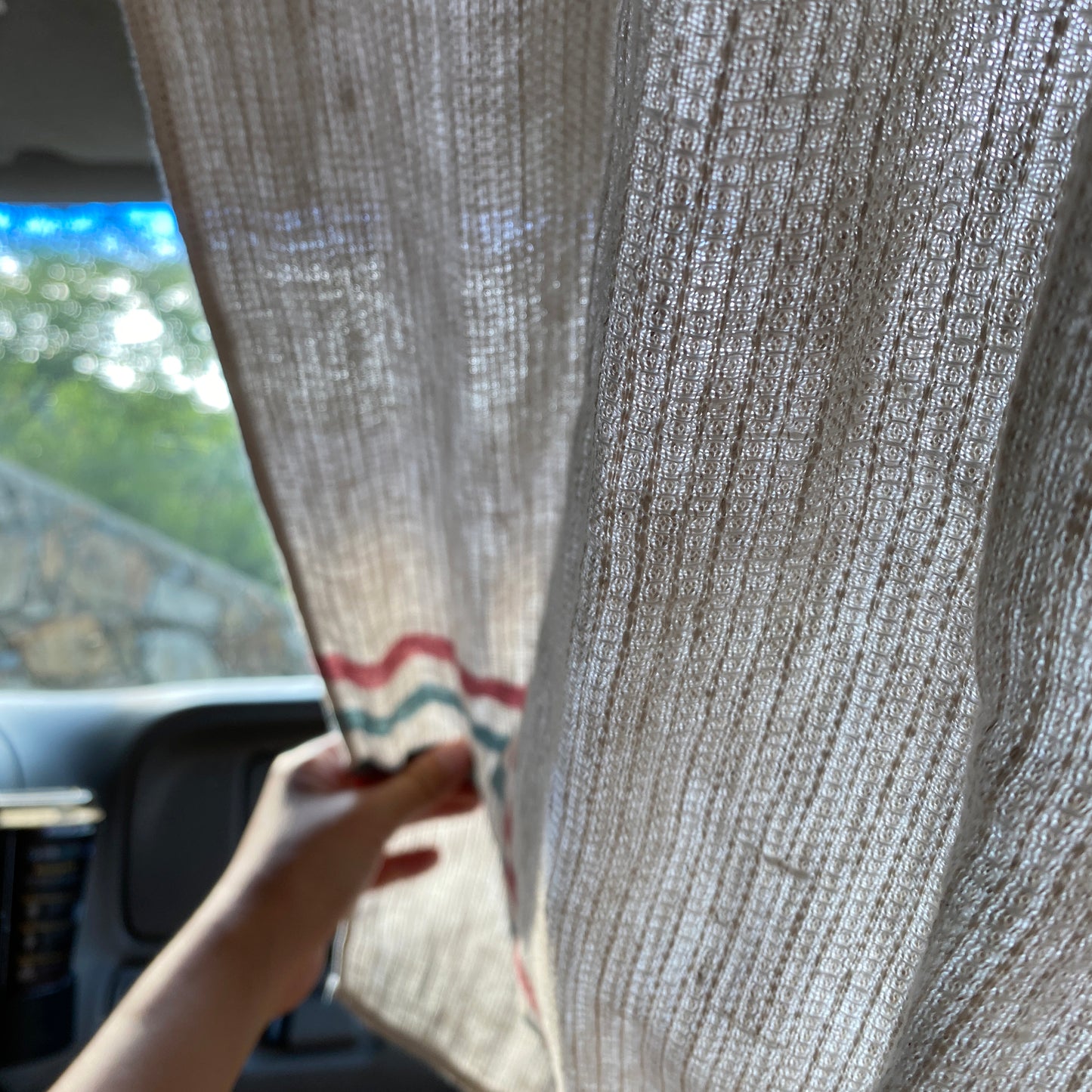 Half waffle curtain - lithuanian linen