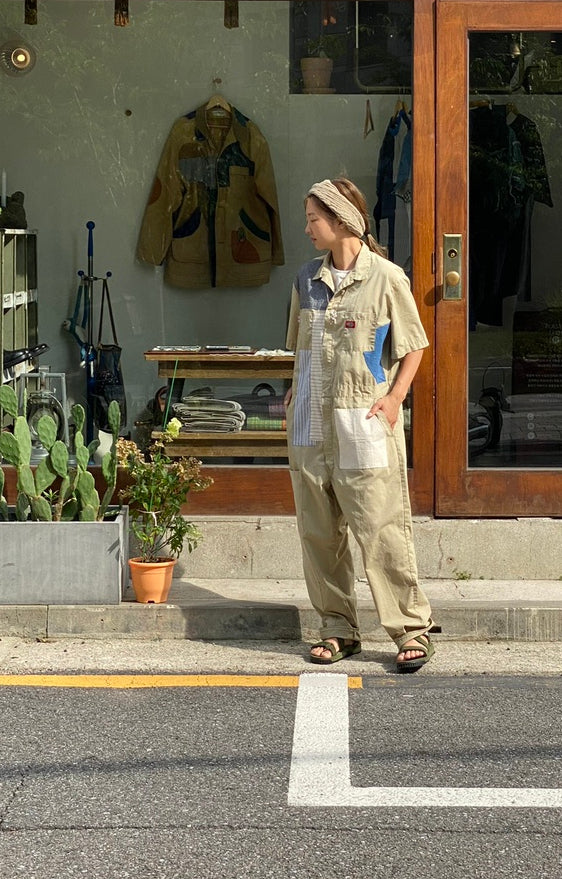 [REMAKE] Vintage Dickies Short-Sleeved Jumpsuits_Beige