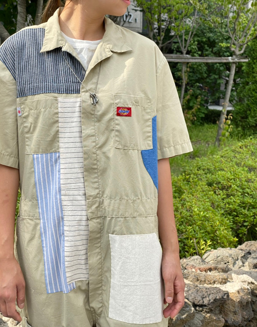 [REMAKE] Vintage Dickies Short-Sleeved Jumpsuits_Beige