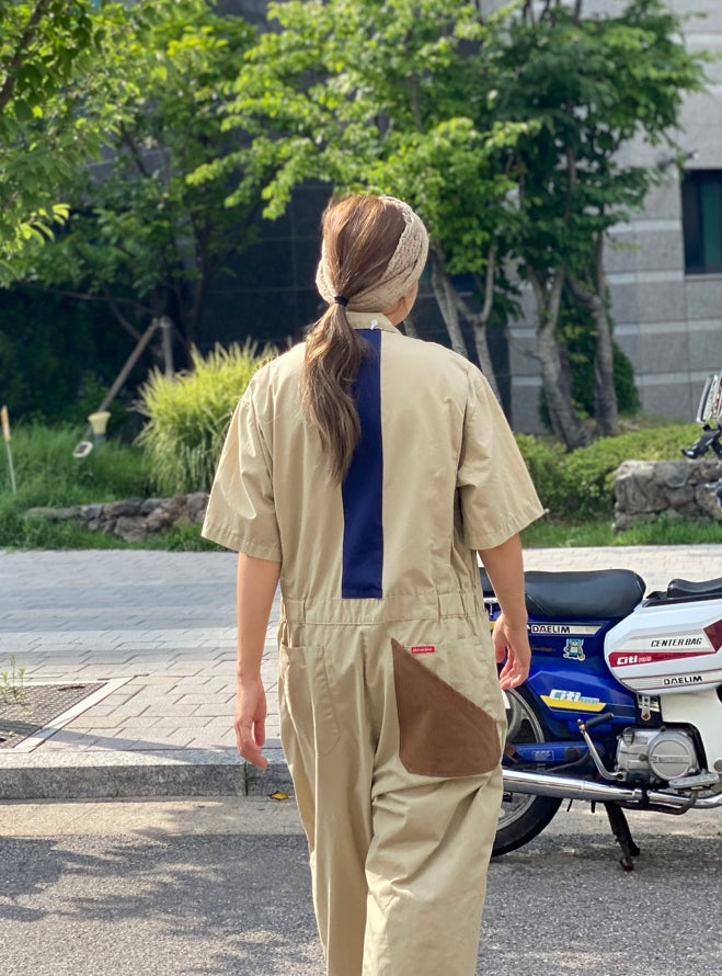 [REMAKE] Vintage Dickies Short-Sleeved Jumpsuits_Beige