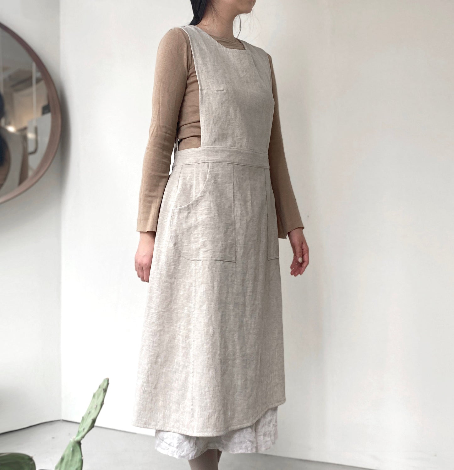 Hestia Linen Apron - Oatmeal Beige