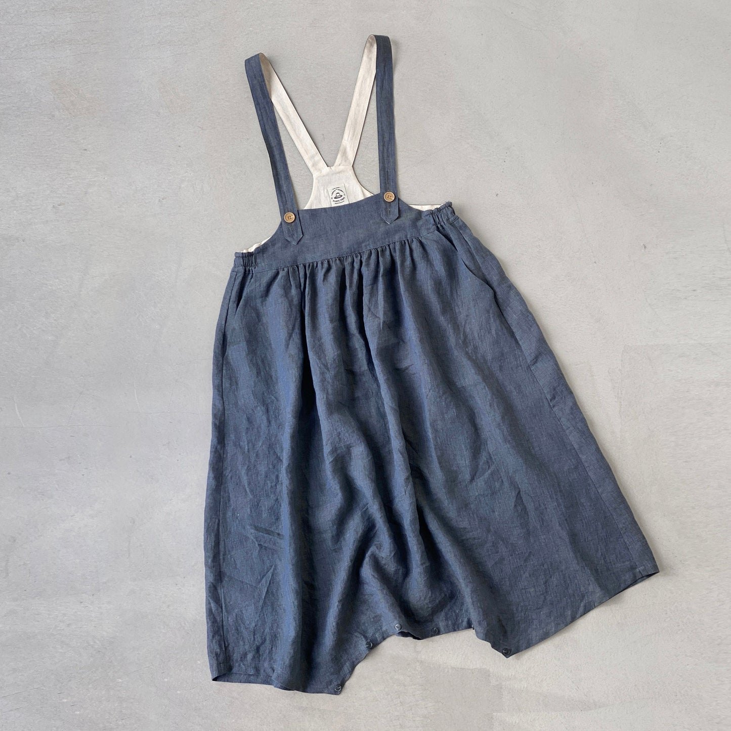 Overall pantskirt, Linen Dress, Blue gray